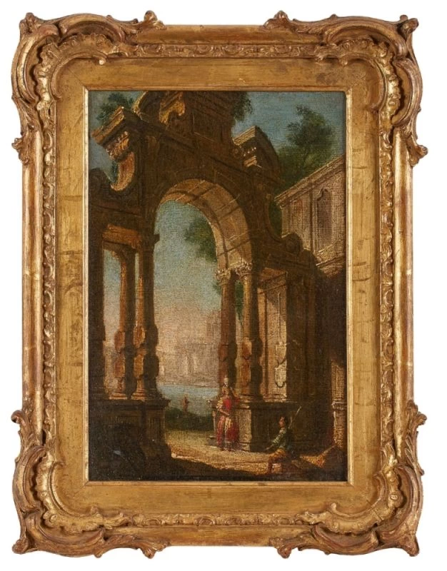 Architettura in rovina con figure